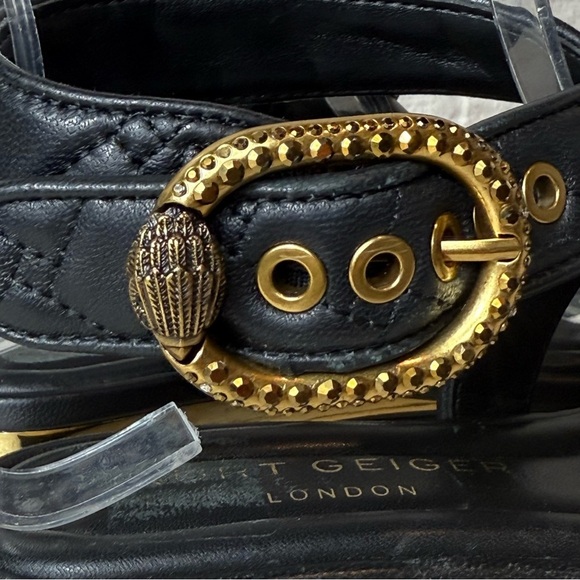 KURT GEIGER Mayfair Black Quilted Leather Ankle Strap SANDALS Black NEW Size 36 - Picture 3 of 13